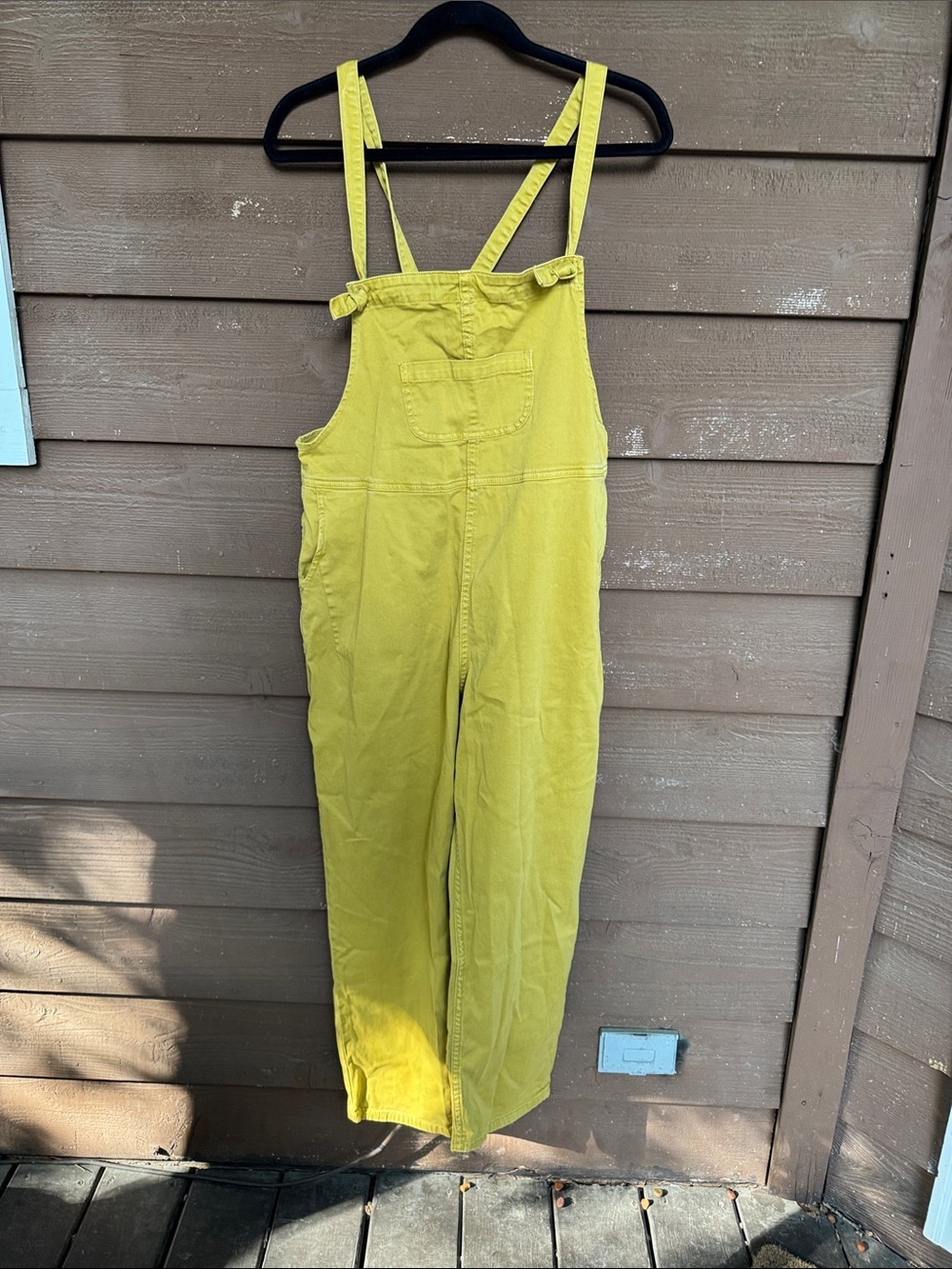 Anthropologie Mustard Yellow Cotton Strap Overalls Jumpsuit size Small